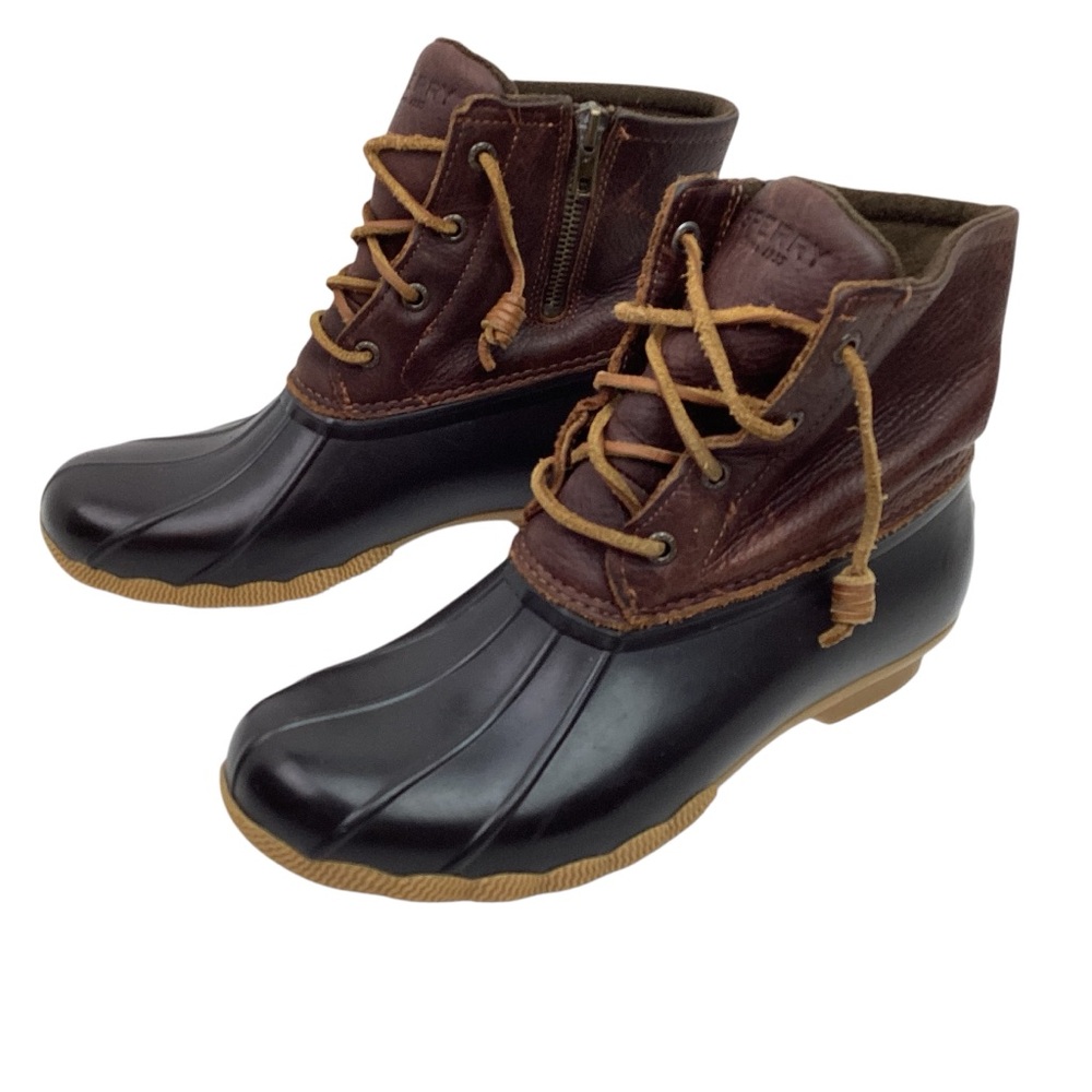 Sperry Top-Sider Womens 8 Saltwater Leather Duck Boots Waterproof Lace-Up STS911